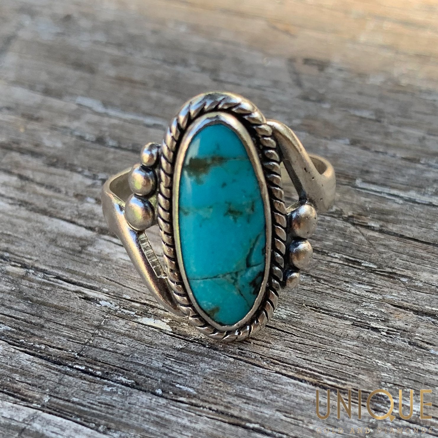 Vintage Navajo Oval Bead Turquoise Ring – Midland Shop