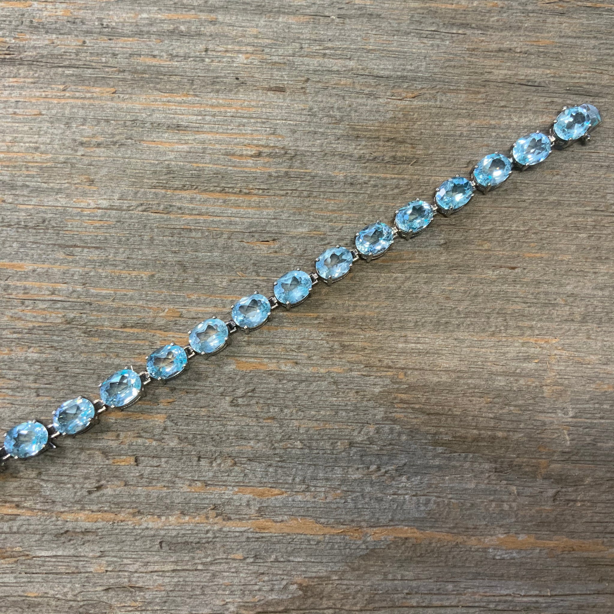 London Blue Topaz , Ruby & Diamond beautiful Long Bracelet