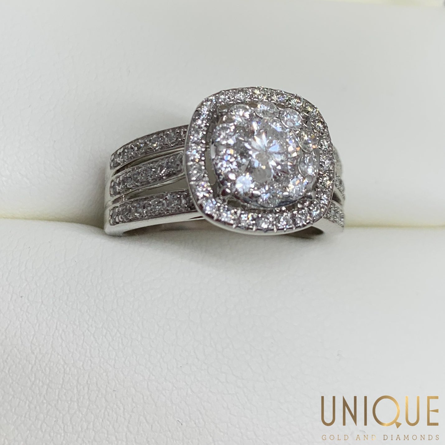 Fun Halo Moissanite Engagement Ring – Firstpeoplesjewelers.com