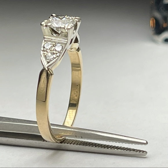 14K Yellow Gold Pavé Halo Diamond Engagement Ring (Oval Center)