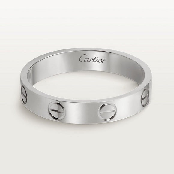 Vintage 1998 Cartier Love 3 Diamond 18K 750 White Gold Screw Band Ring